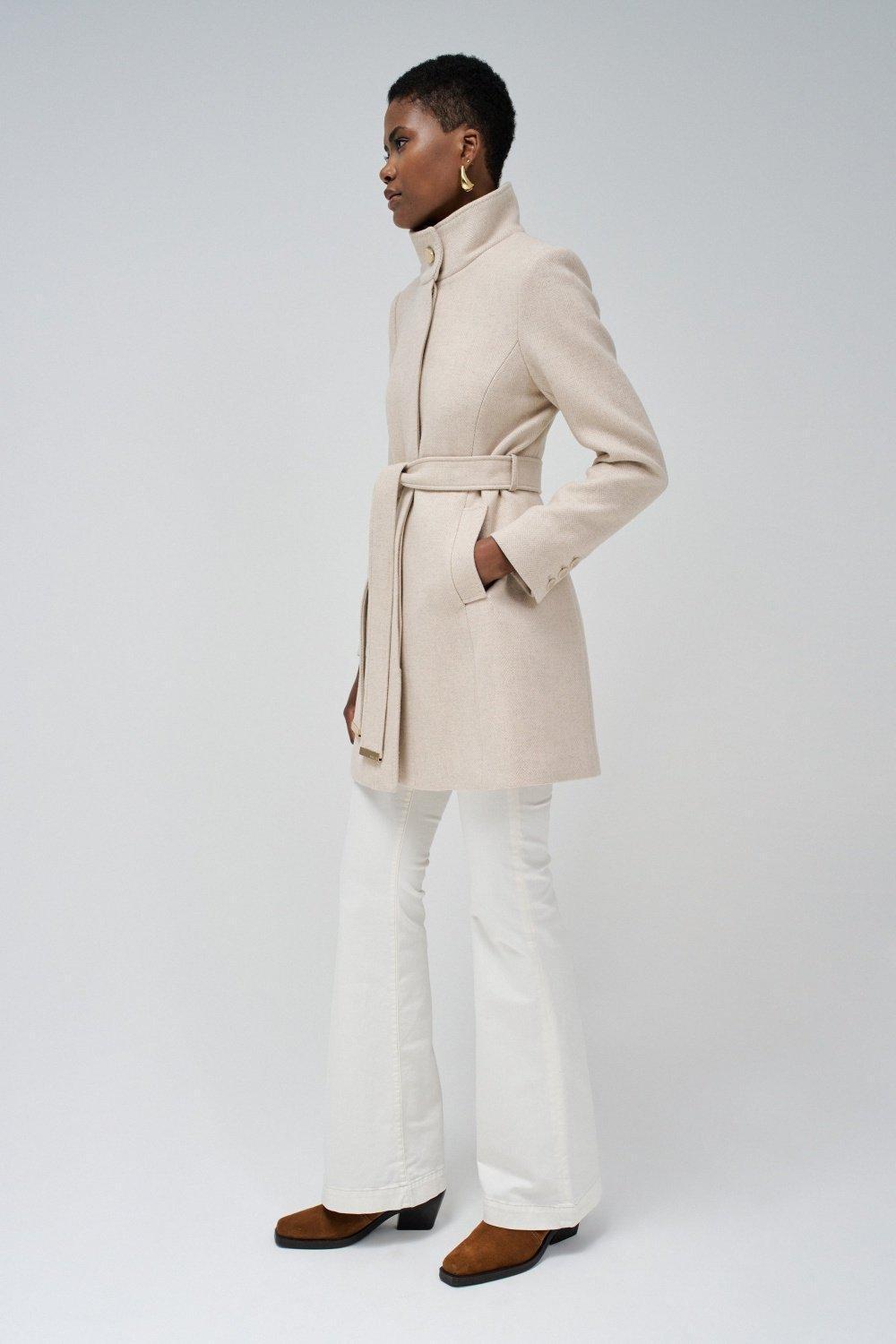 Grace Woollen Coat With Belt, Beige, large image number 2