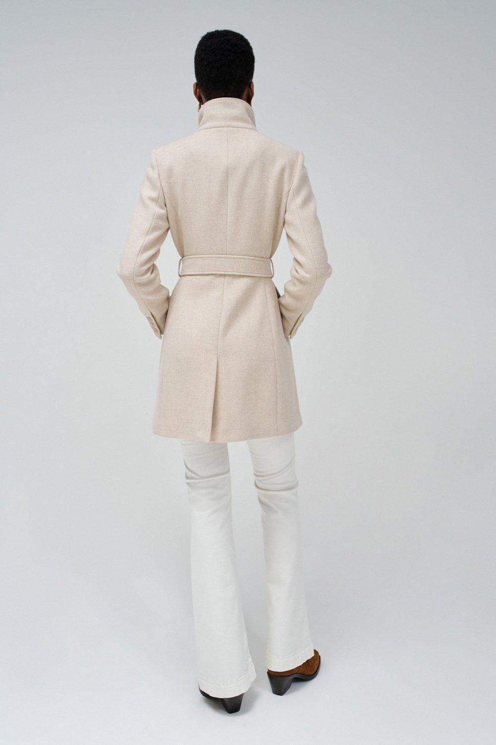 Grace Woollen Coat With Belt, Beige, large image number 3