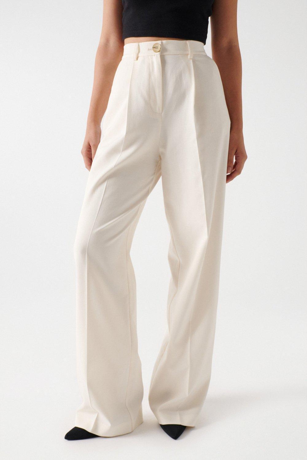 Wide Leg Trousers, Pearl, large image number 0