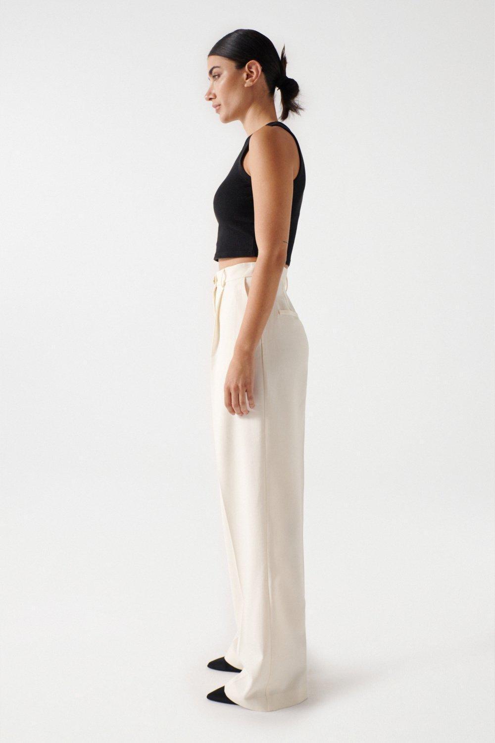 Wide Leg Trousers, Pearl, large image number 2