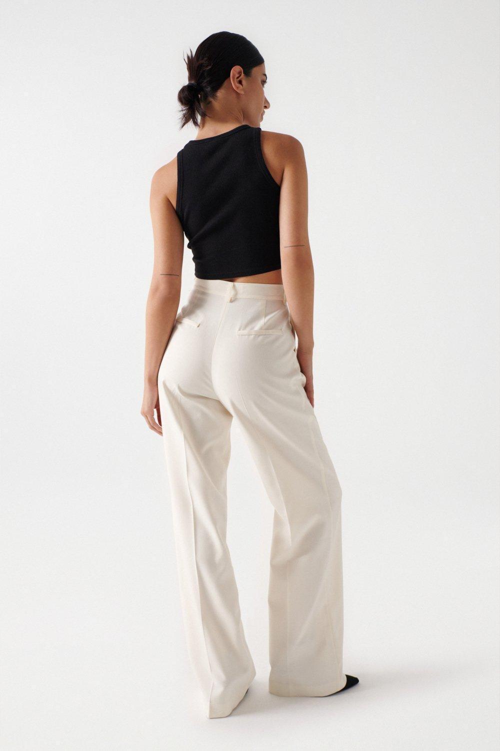 Wide Leg Trousers, Pearl, large image number 3