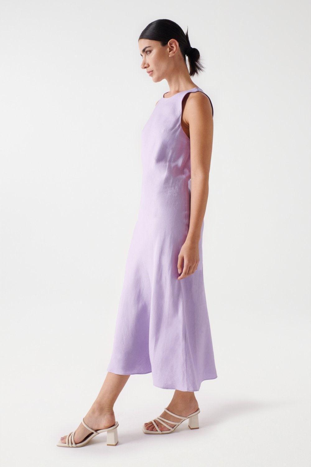 Blue Open Back Linen Dress, , large image number 2