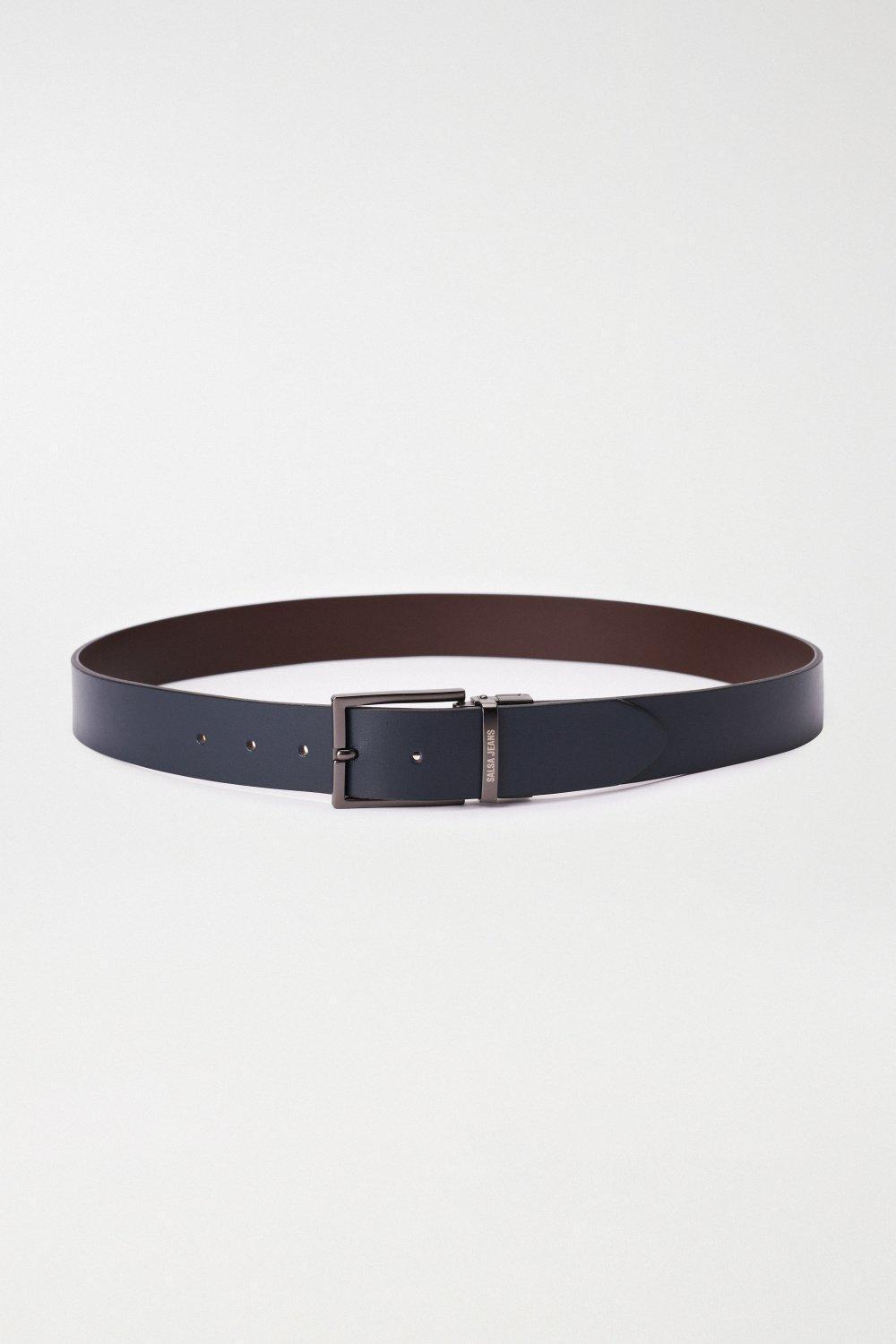 Reversible Leather Belt, Black, medium
