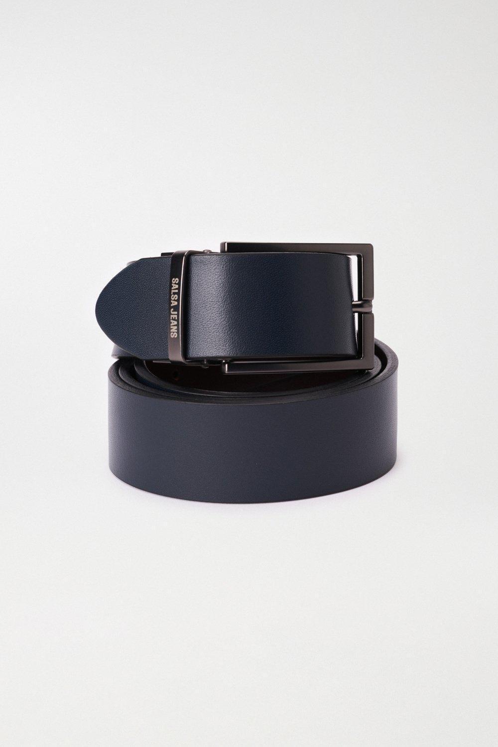 Reversible Leather Belt, Black, medium