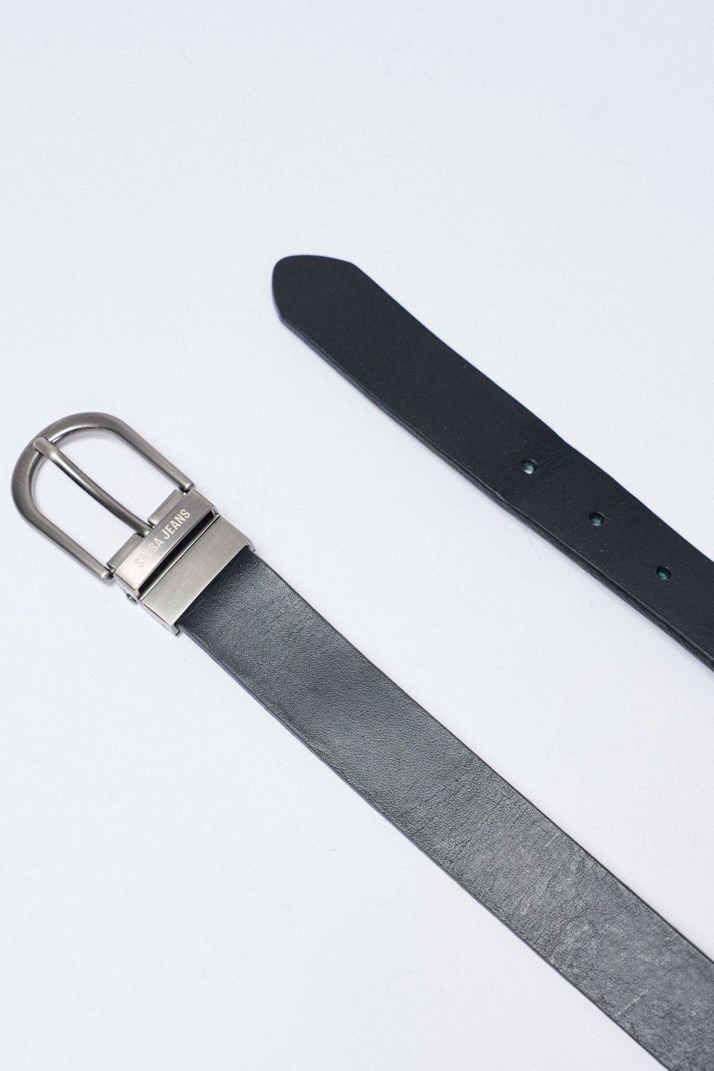 Reversible Leather Belt, Black, large image number 4
