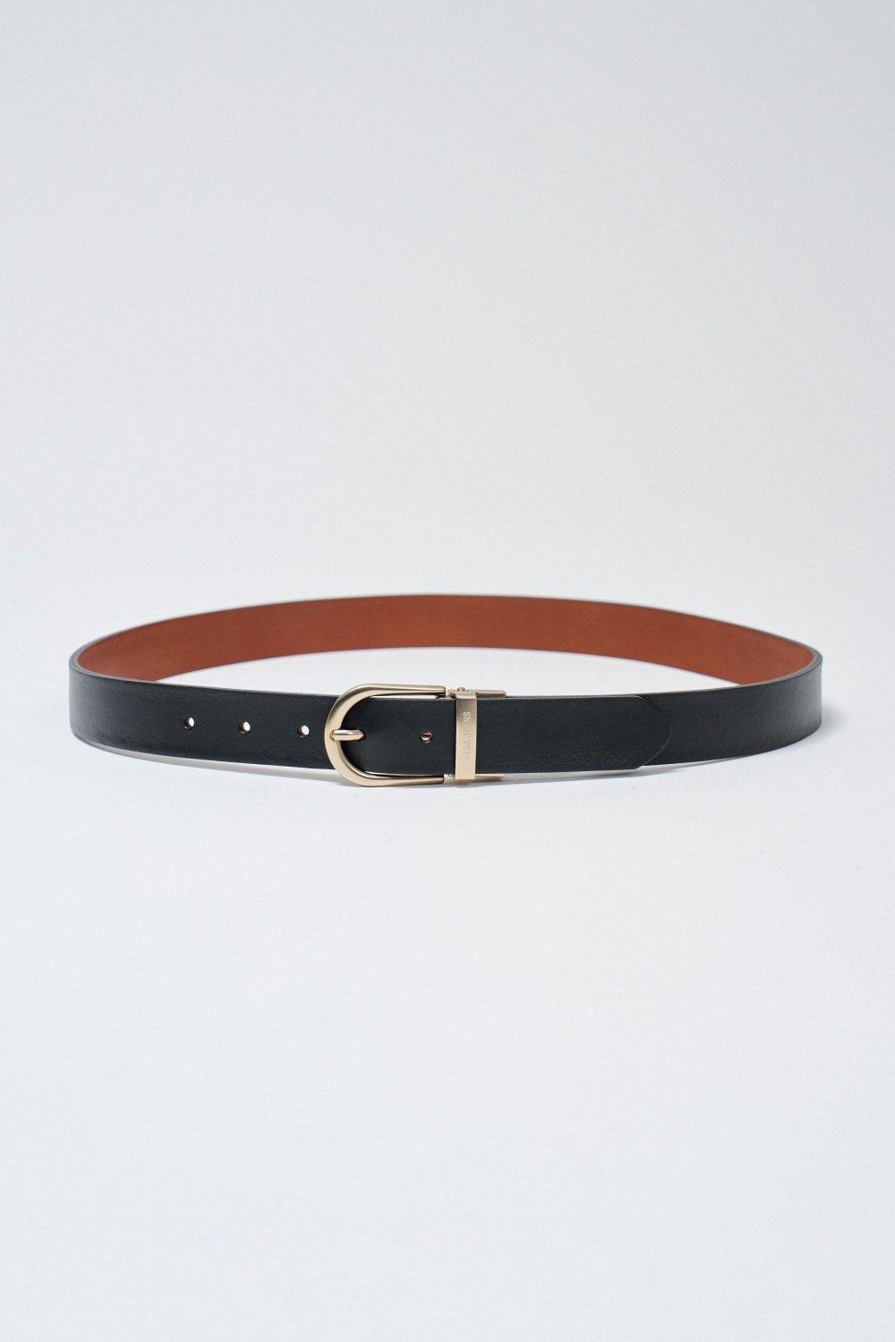 Reversible Leather Belt, Brown, large image number 0
