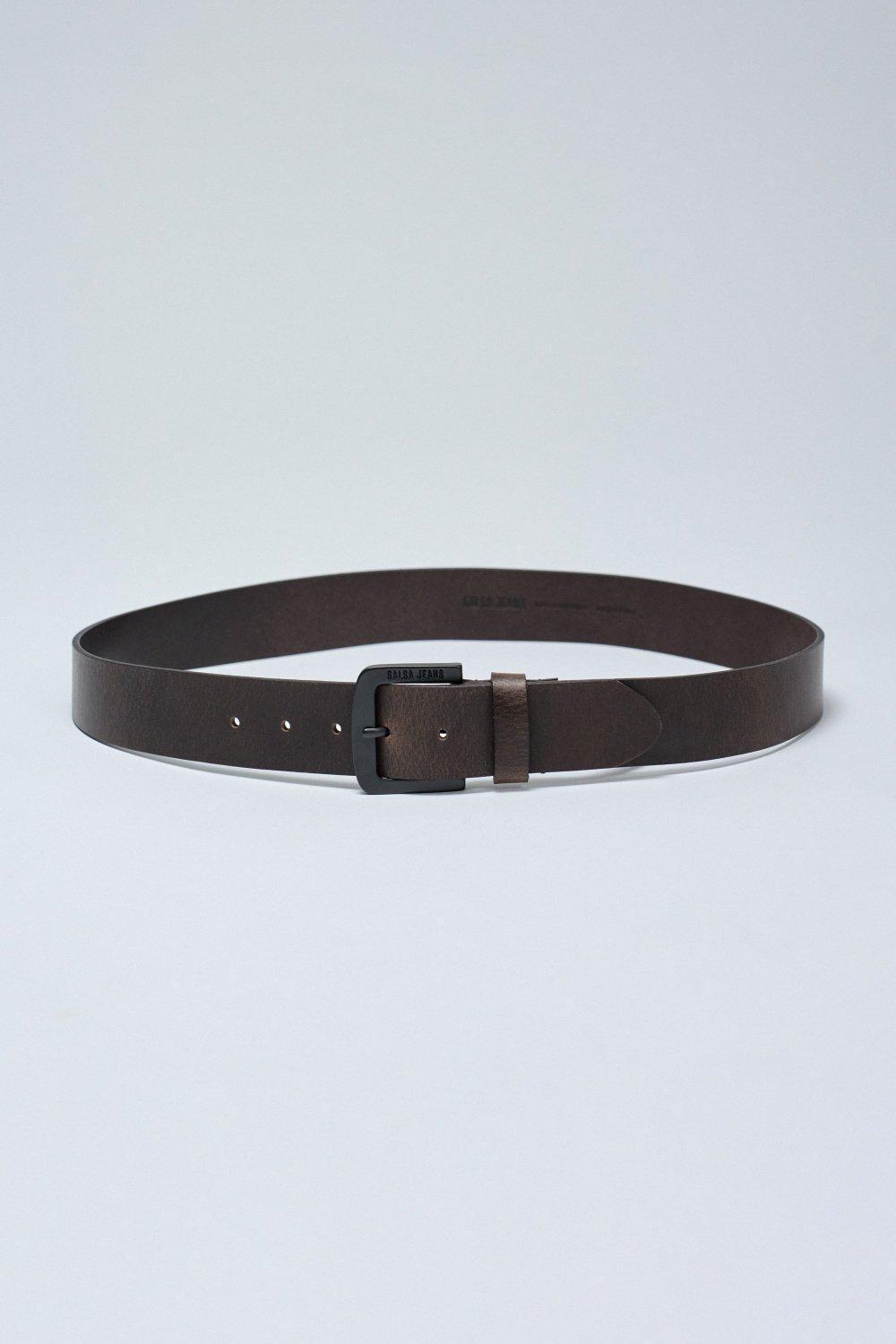 Leather Belt, Brown, medium