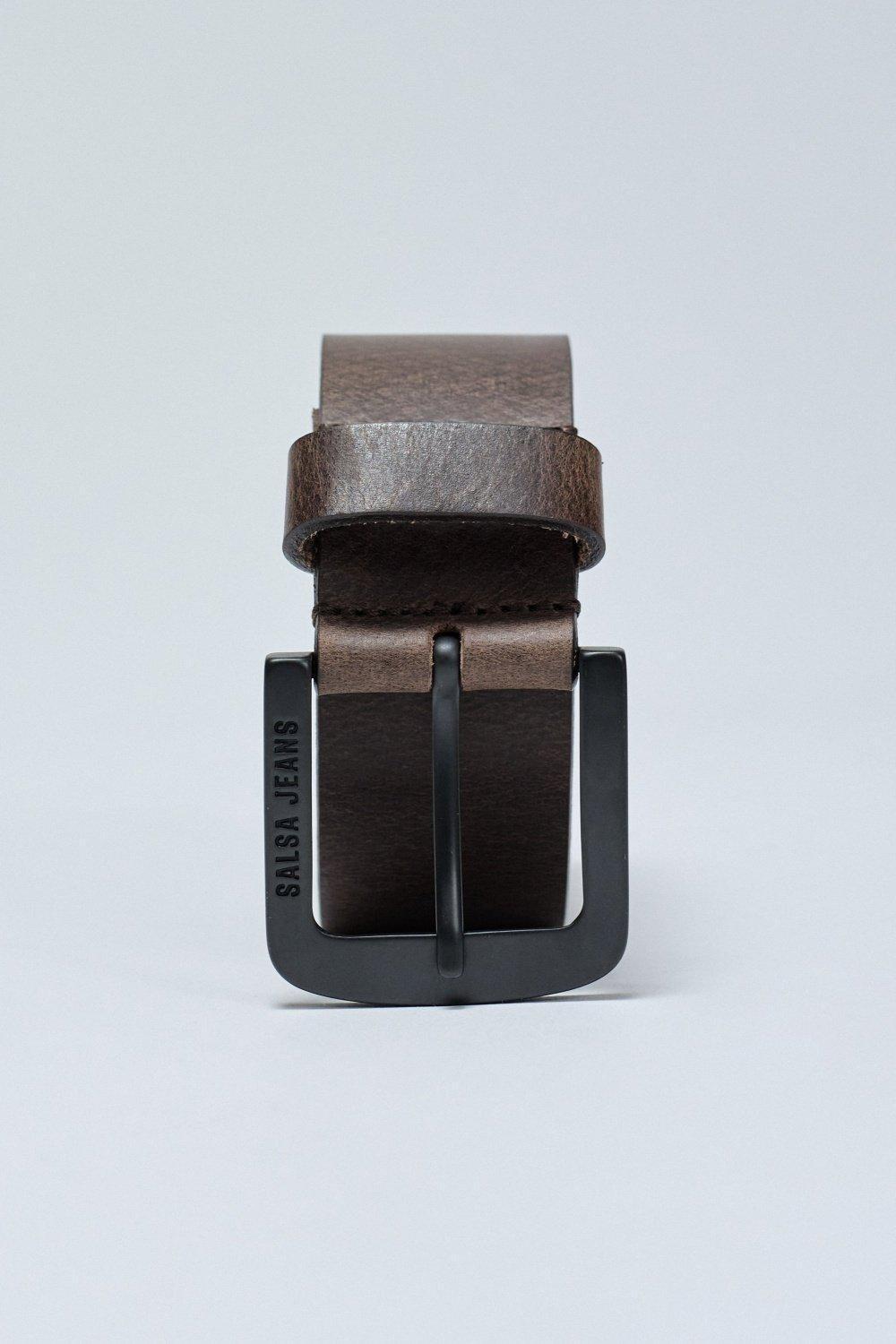 Leather Belt, Brown, medium