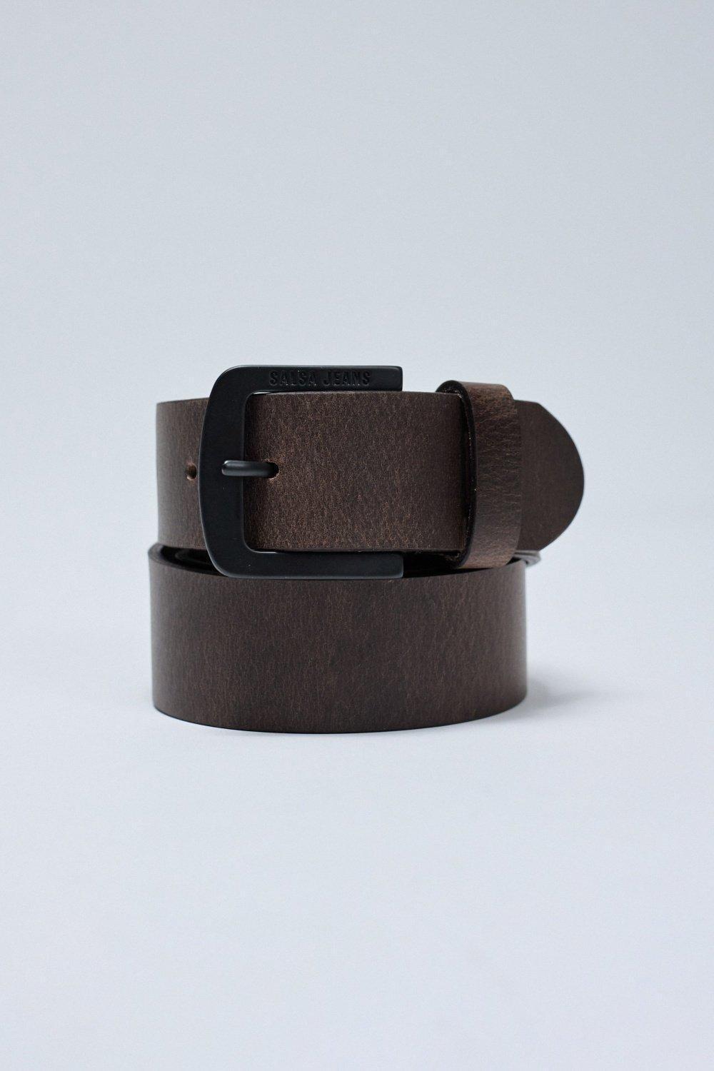 Leather Belt, Brown, medium