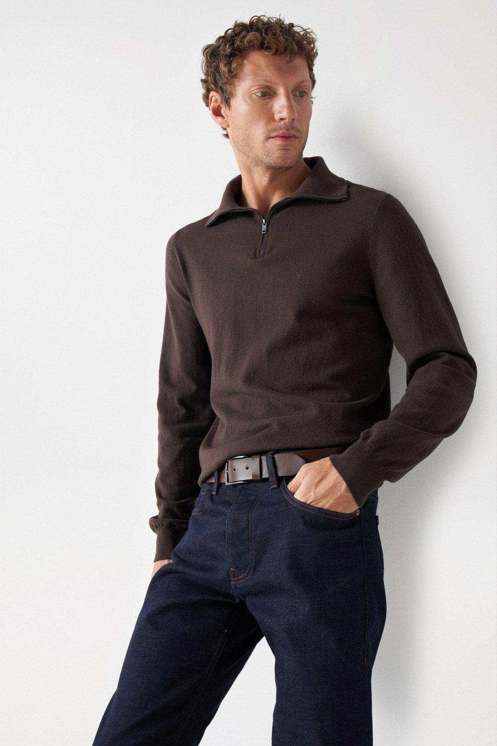 Leather Belt, Brown, medium