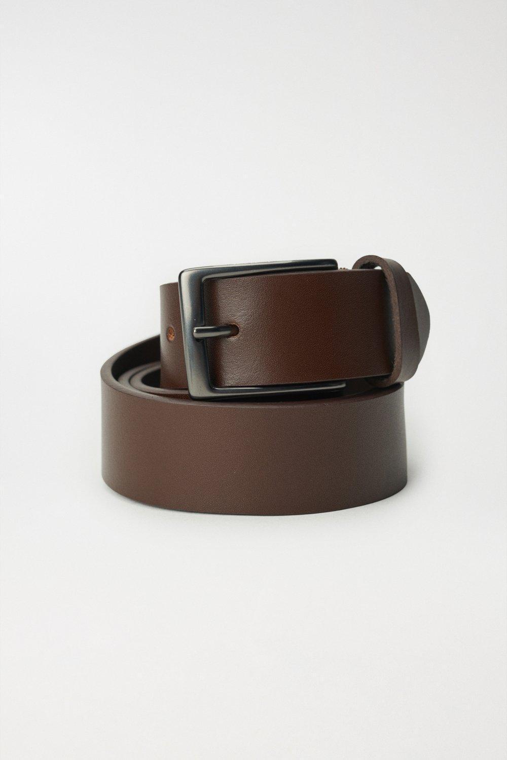 Leather Belt, Brown, medium