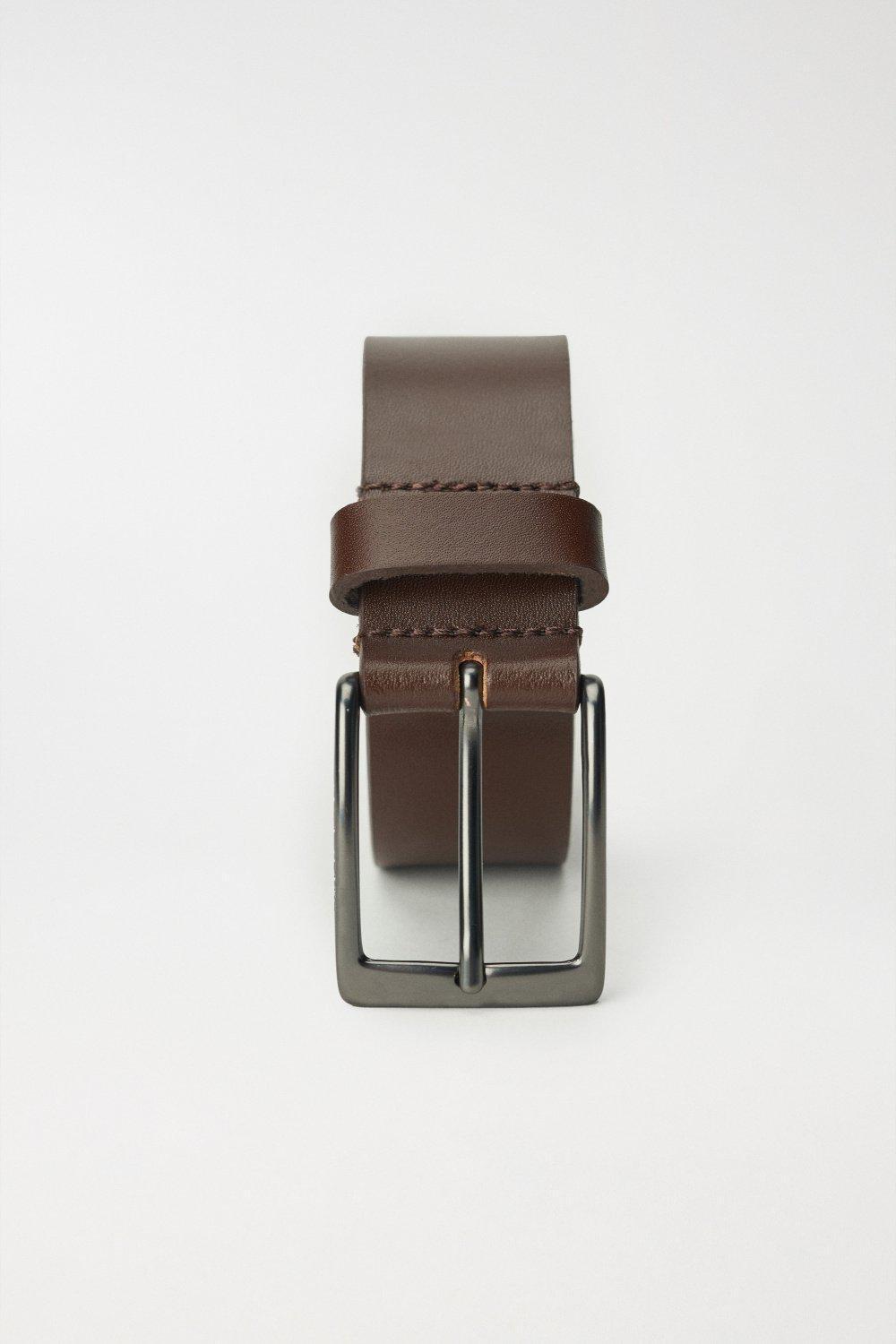 Leather Belt, Brown, large image number 3