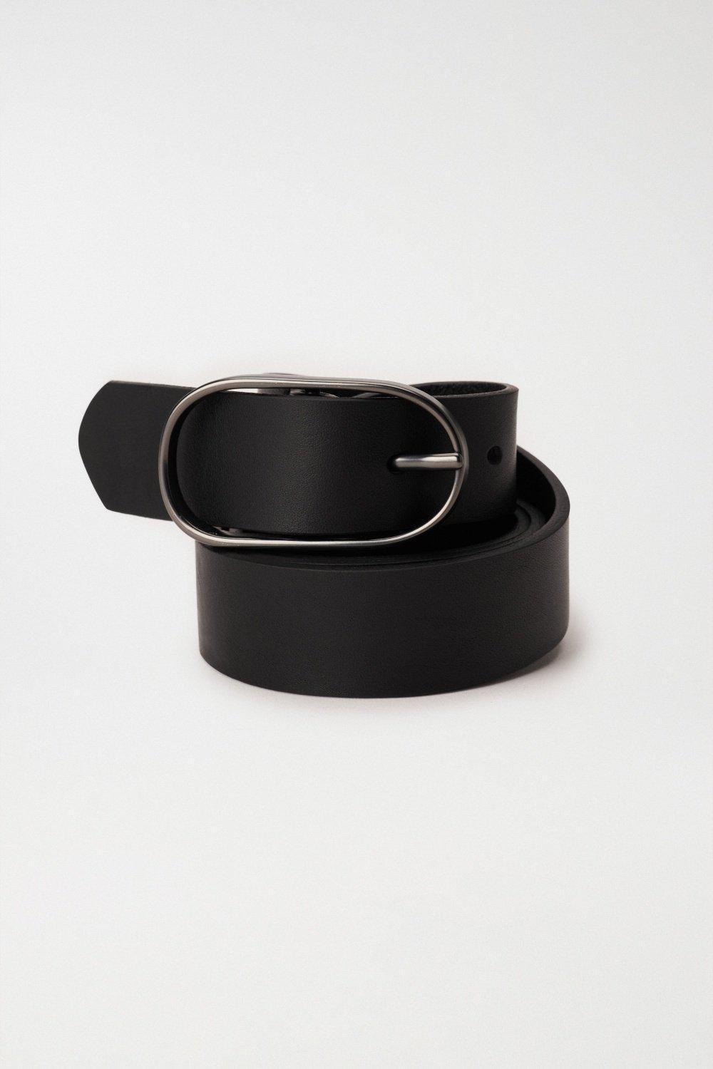 Black Leather Belt, , large image number 2