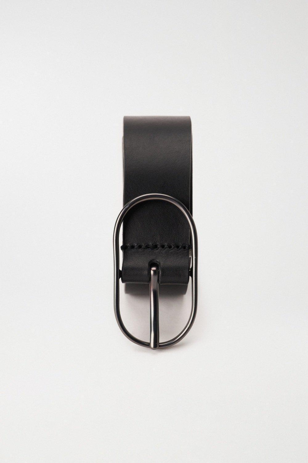 Leather Belt, Black, large image number 3