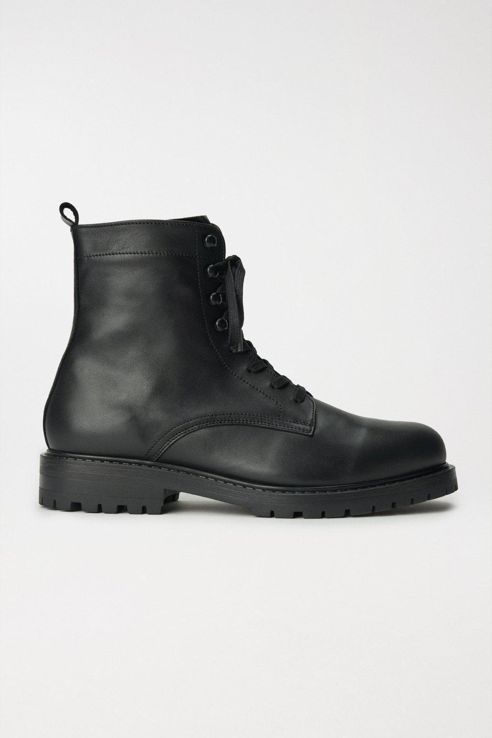 Black leather best sale military boots mens