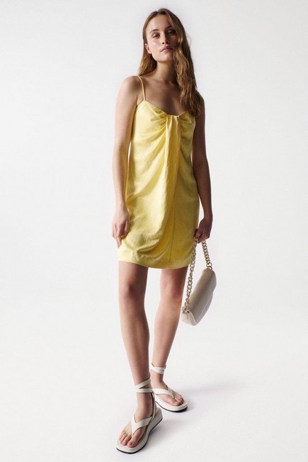 Salsa Jeans - Yellow Short Satin-Feel Dress