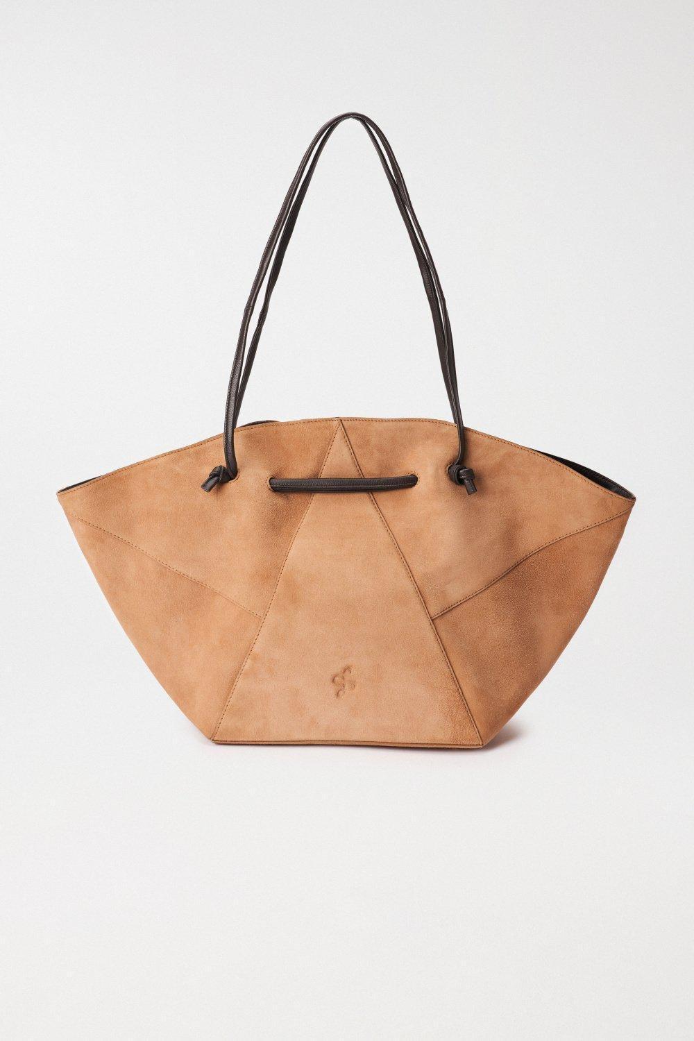 Beige Leather Tote Bag, 2101_112, large image number 0
