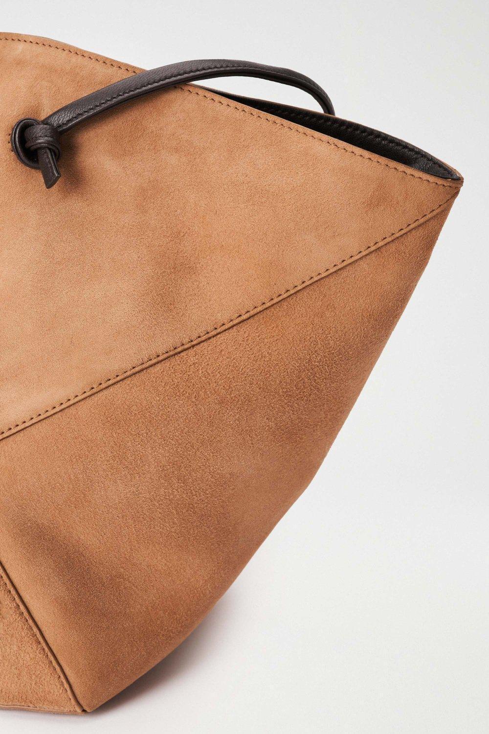 Beige Leather Tote Bag, 2101_112, large image number 1