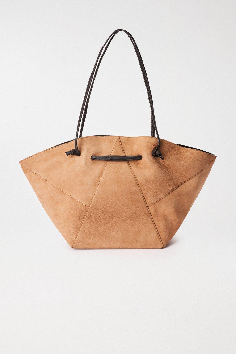 Beige Leather Tote Bag, 2101_112, large image number 2