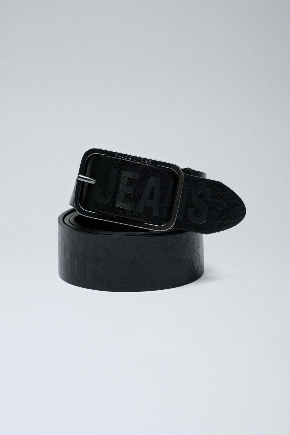 Black Leather Belt With Salsa Logo, , large image number 2