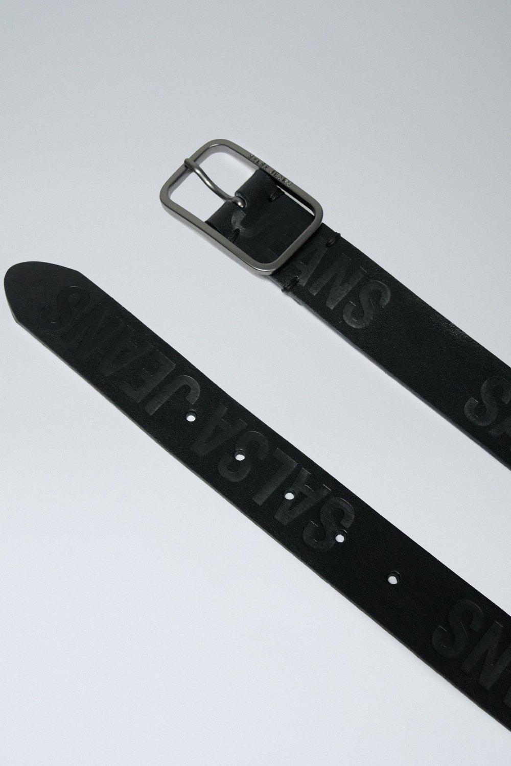 Black Leather Belt With Salsa Logo, , large image number 4