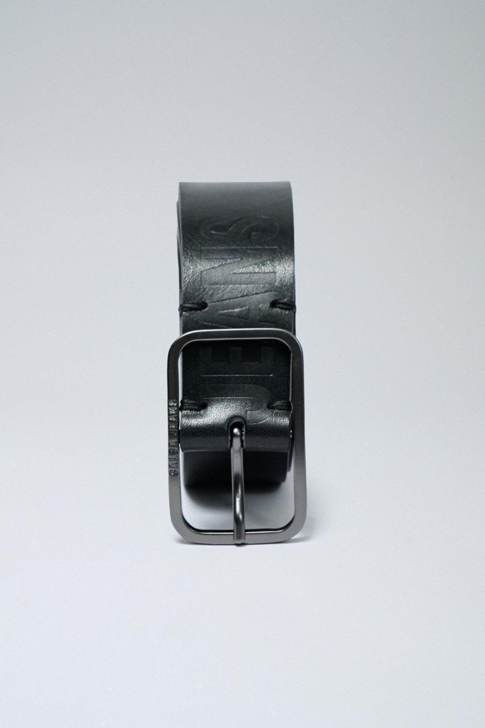 Leather Belt With Salsa Logo, Black, large image number 3