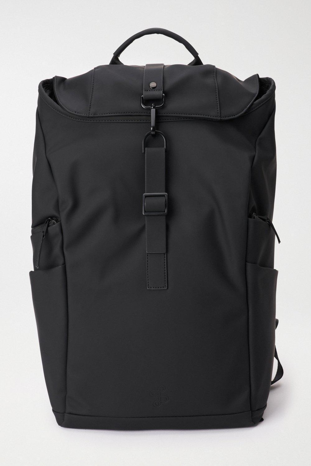Black Backpack With Side Pockets, No Colour, large