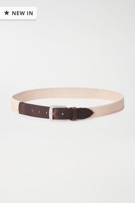 Salsa Jeans - Beige Fabric Belt With Leather Detail