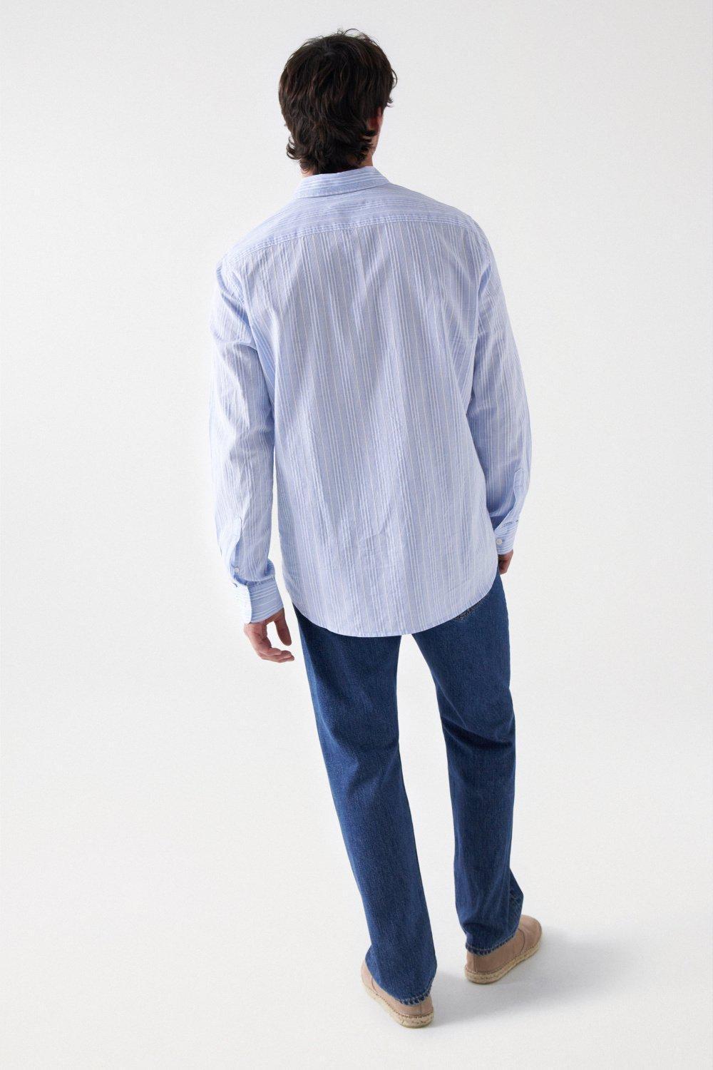 Cotton Shirt With Stripes, Blue, large image number 3