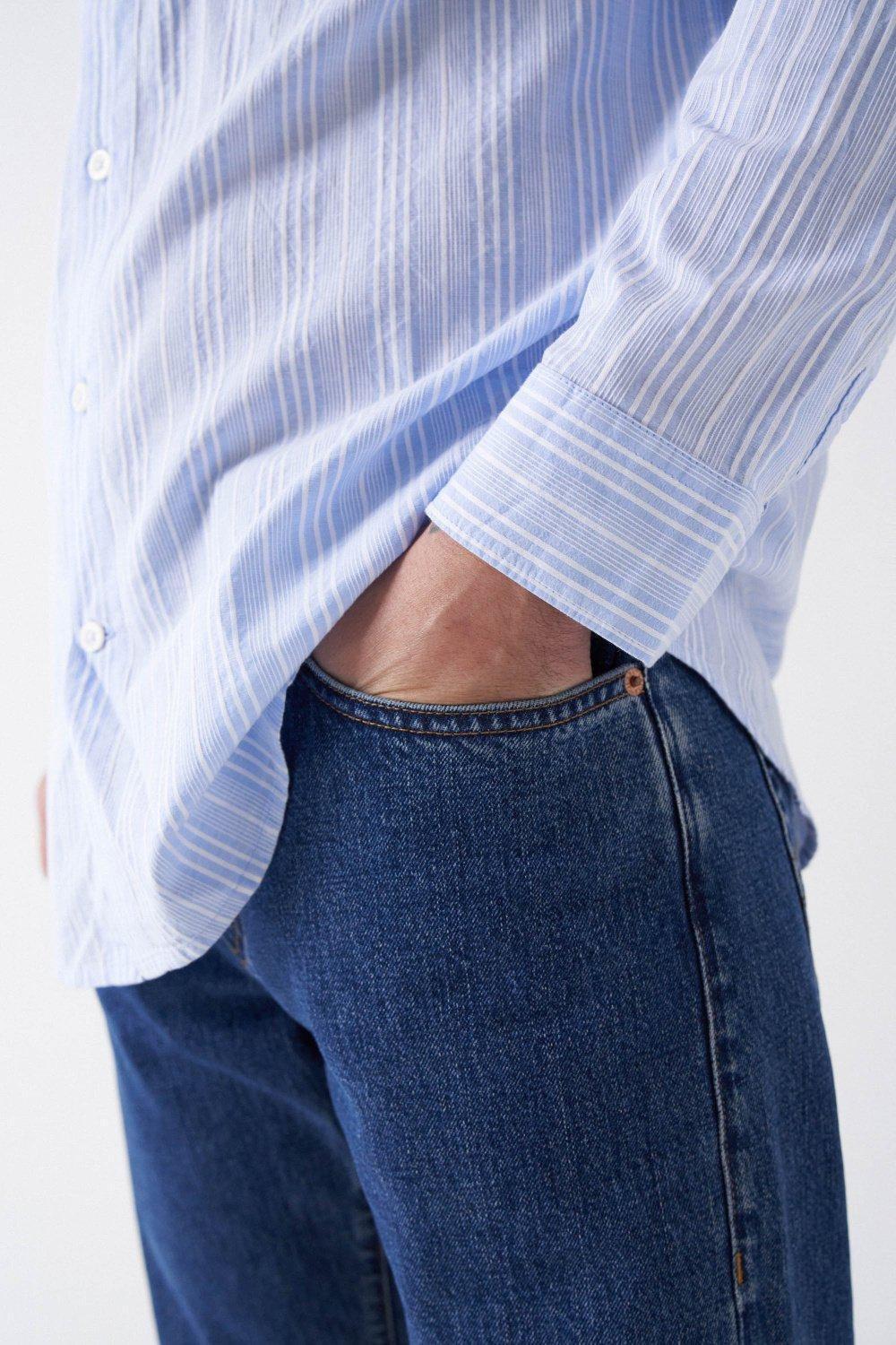 Cotton Shirt With Stripes, Blue, large image number 4