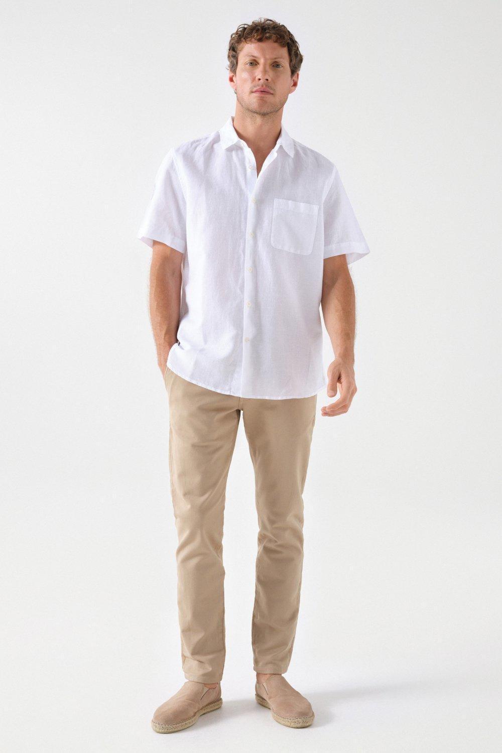 White Linen Mix Shirt, , large image number 1
