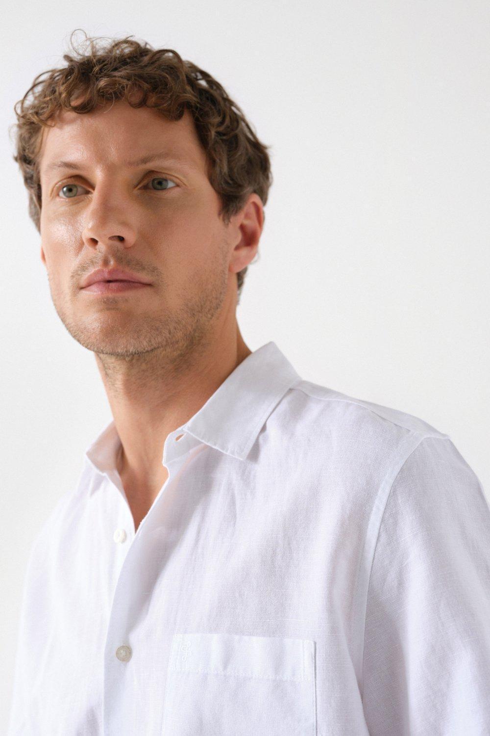 White Linen Mix Shirt, , large image number 4