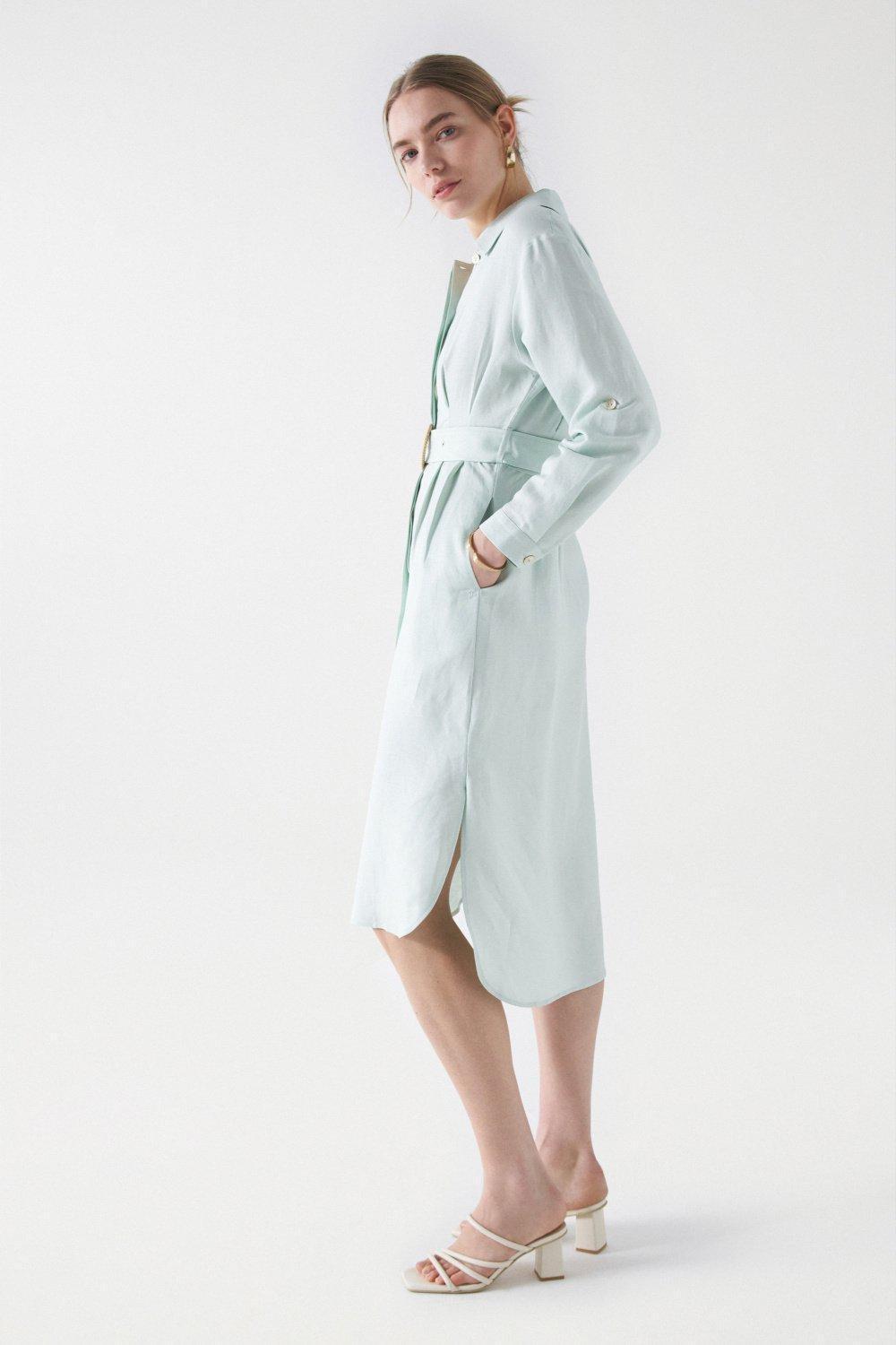 Linen Dress With Belt, , large image number 2