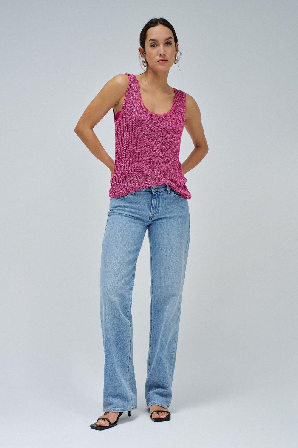 Pink Top In Shiny Mesh, , large image number 1
