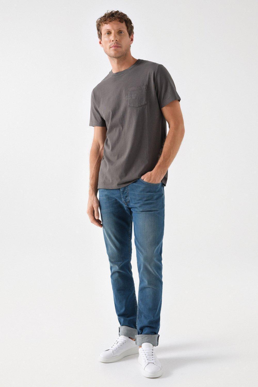 T-Shirt With Plant Dye And Pocket, Green, large image number 1