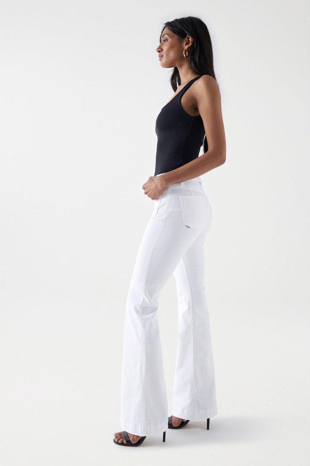 White Push Up Flare Denim Jeans, , large image number 5
