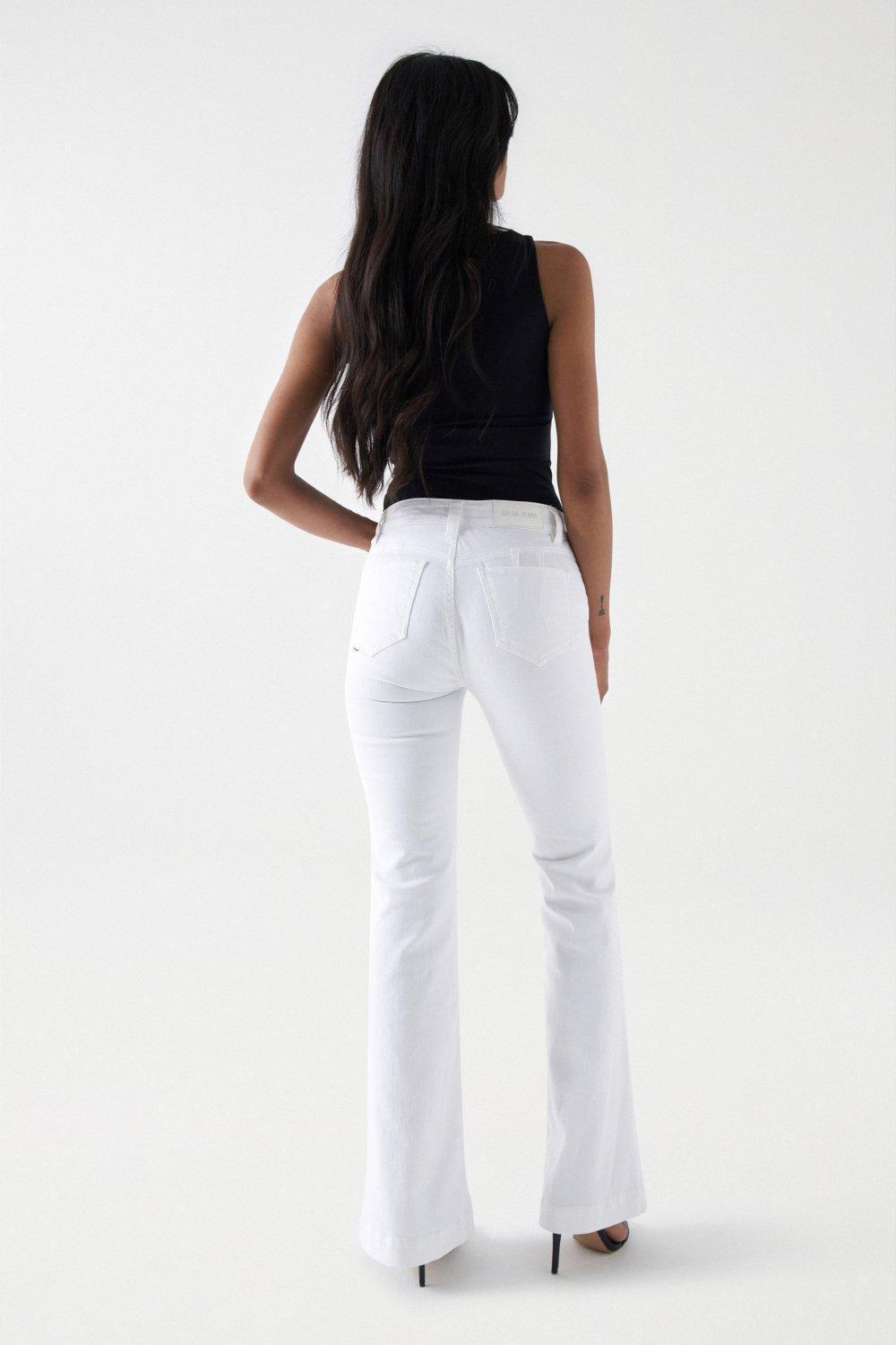 Push Up Flare Denim Jeans, White, large image number 6