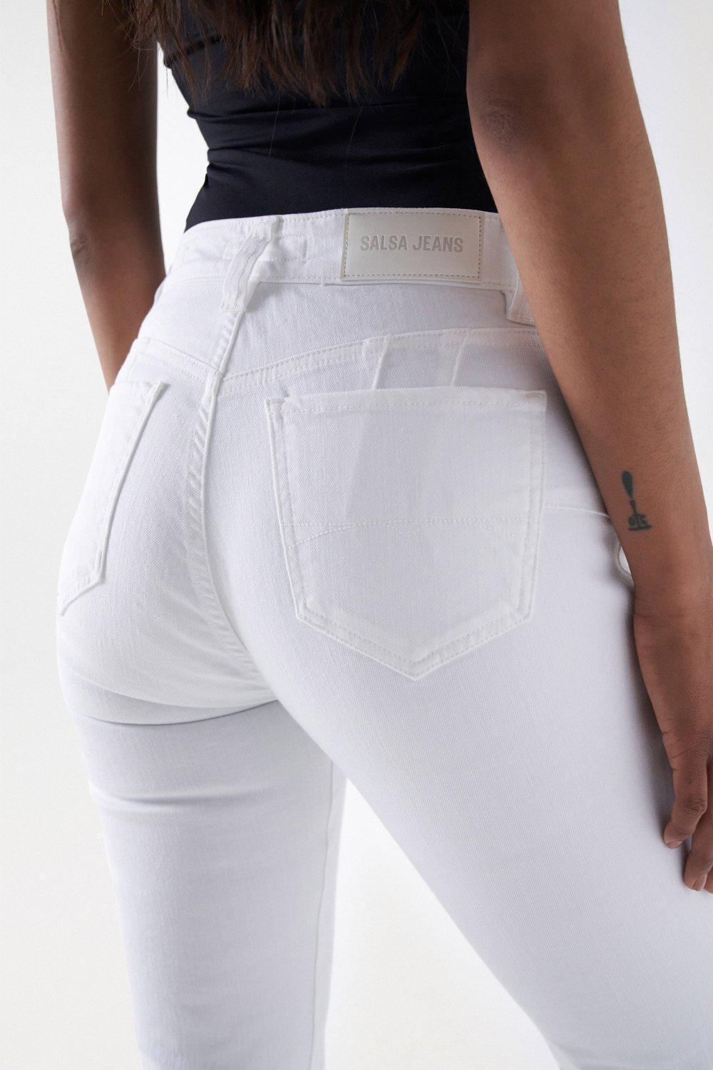 Push Up Flare Denim Jeans, White, large image number 8