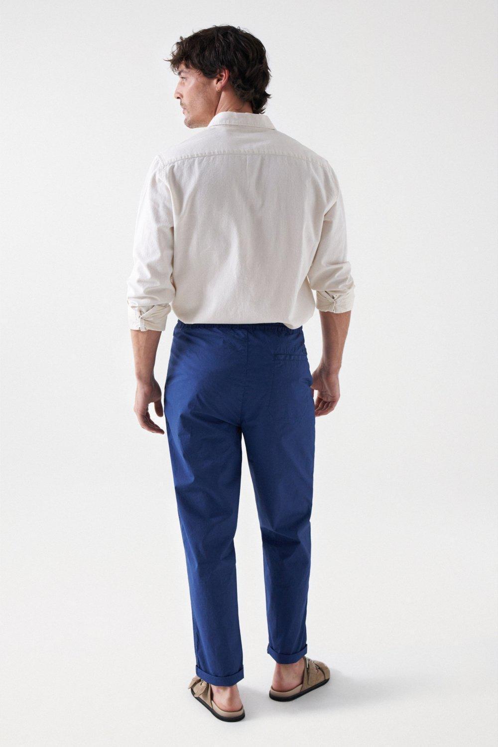 Blue Tapered Trousers With Drawstring, , large image number 3