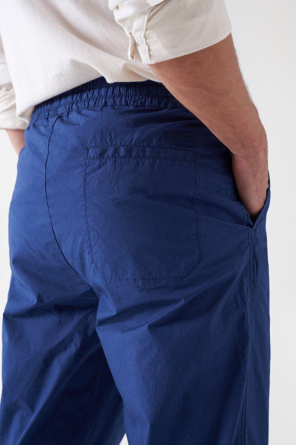 Blue Tapered Trousers With Drawstring, , large image number 4