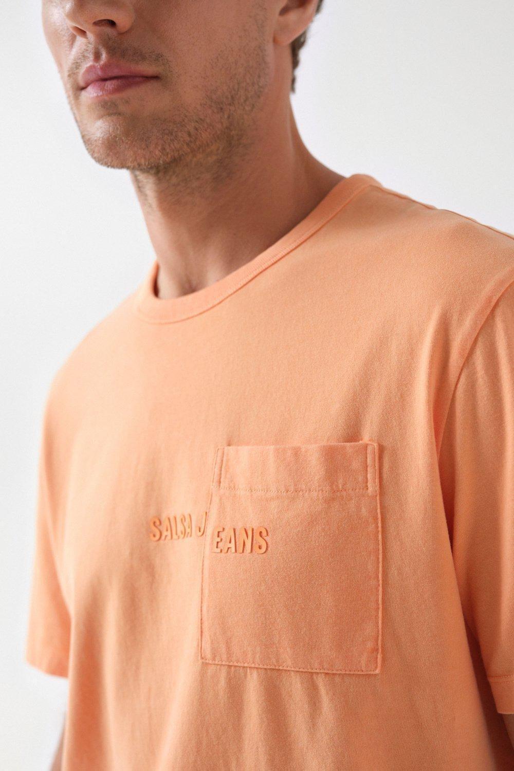 Orange Cotton T-Shirt With Pocket, , large image number 4