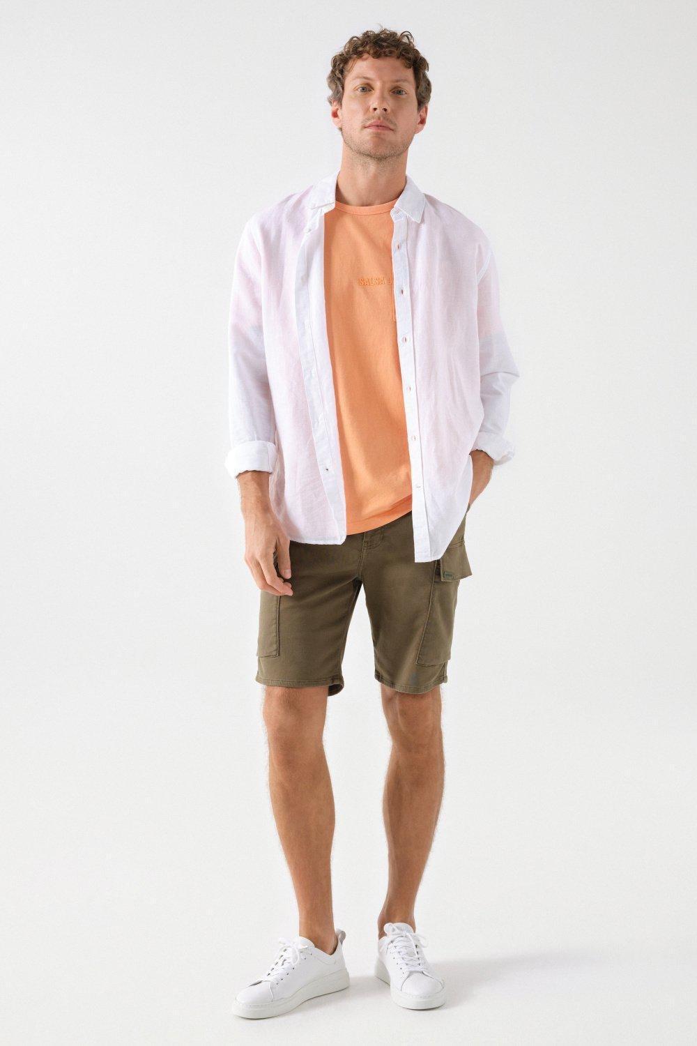 Cotton T-Shirt With Pocket, Orange, medium