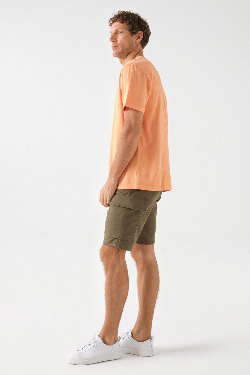 Cotton T-Shirt With Pocket, Orange, medium