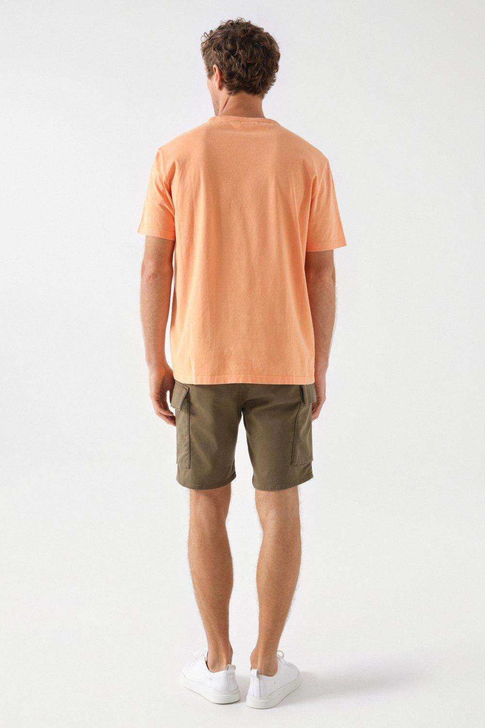 Cotton T-Shirt With Pocket, Orange, large image number 3