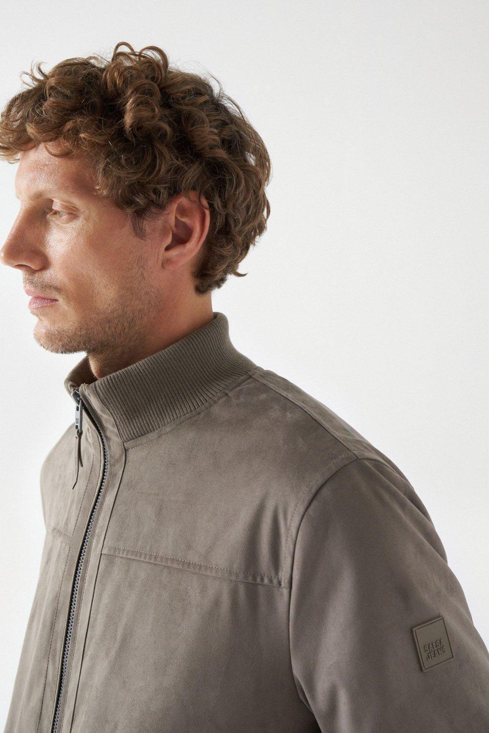 Suede Bomber Jacket, Beige, large image number 4