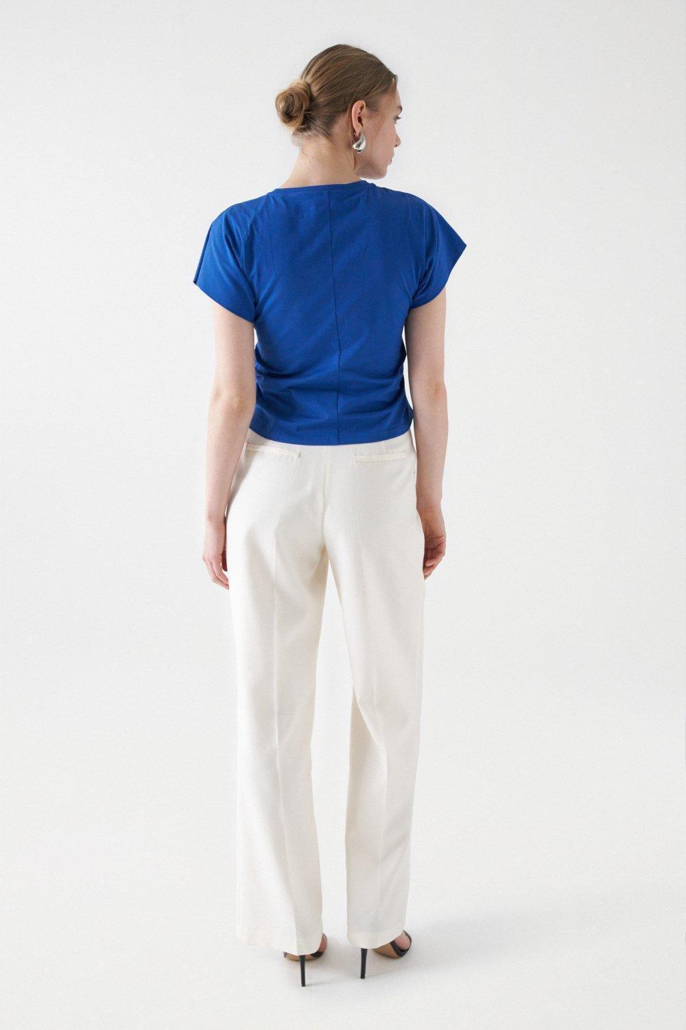 Blue T-Shirt With Ruffle Detail, , large image number 3