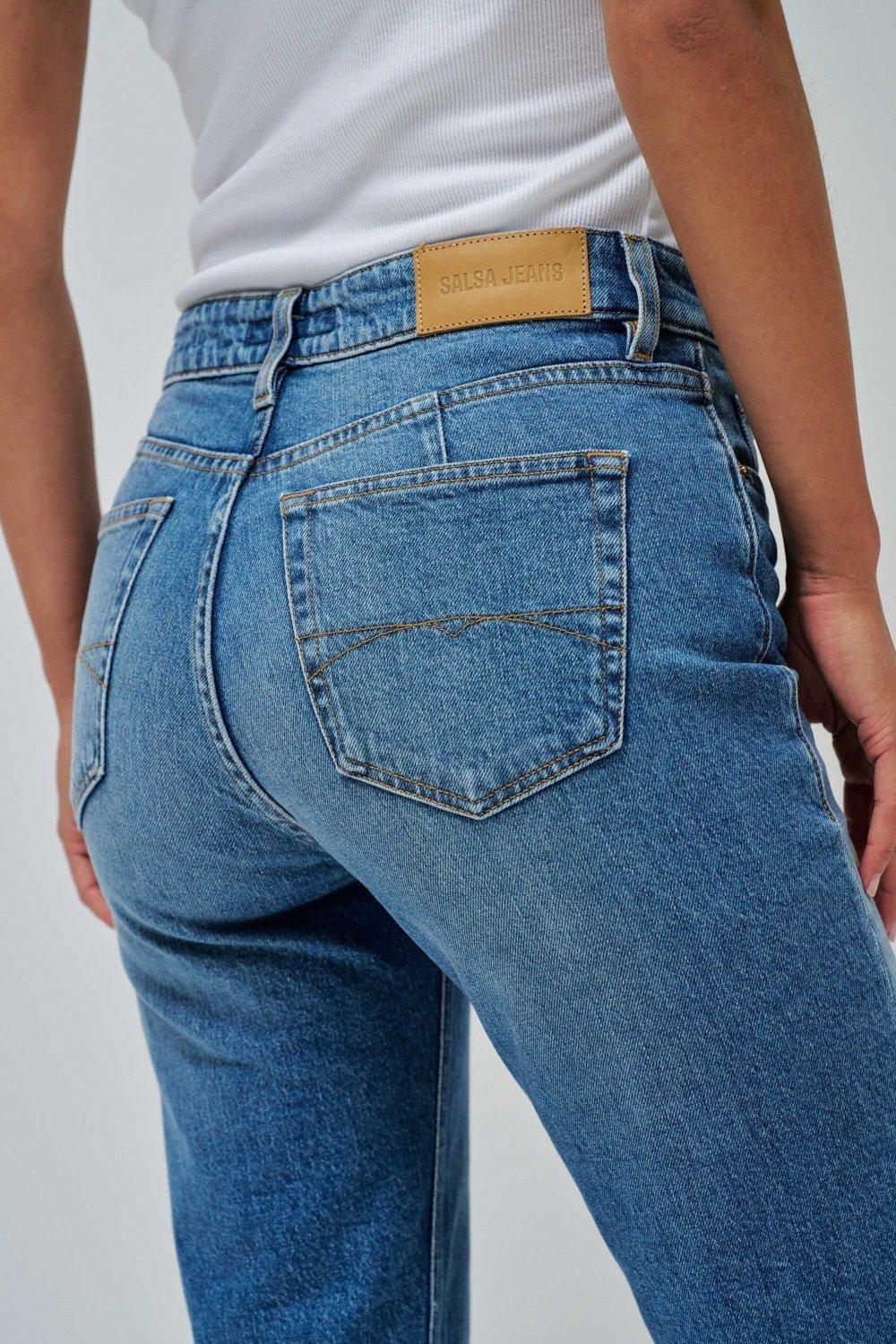 Blue Cropped Slim True Jeans, , large image number 4