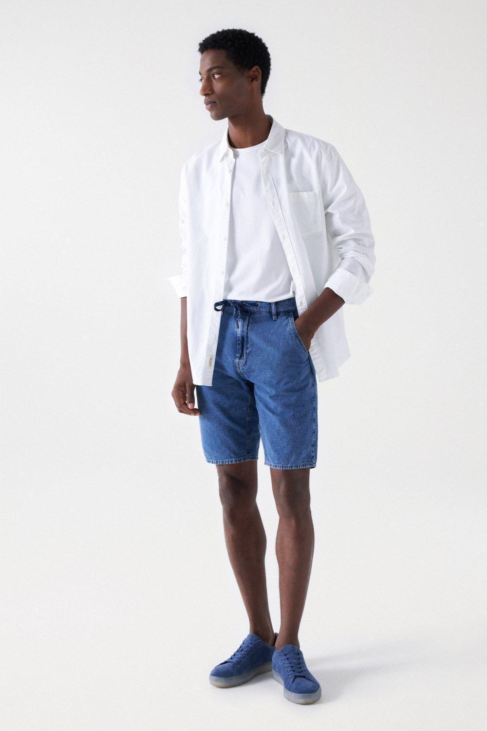 Blue Linen Shorts, , large image number 1
