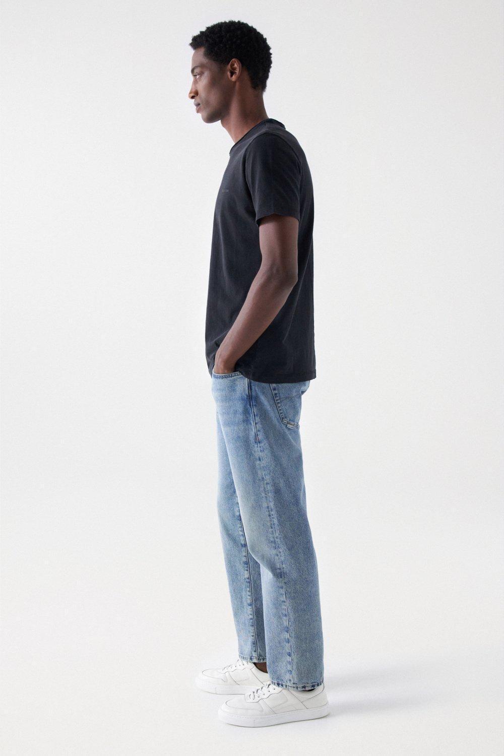 Black Cotton T-Shirt With Dyeing And Branding, , large image number 2