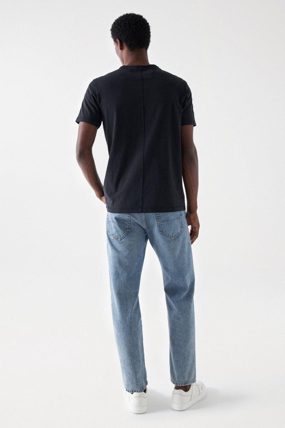 Black Cotton T-Shirt With Dyeing And Branding, , large image number 3